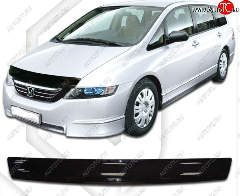 1 799 р. Дефлектор капота (RB1, RB2) CA-Plastic  Honda Odyssey  3 (2004-2008) (Classic черный, Без надписи)  с доставкой в г. Королёв