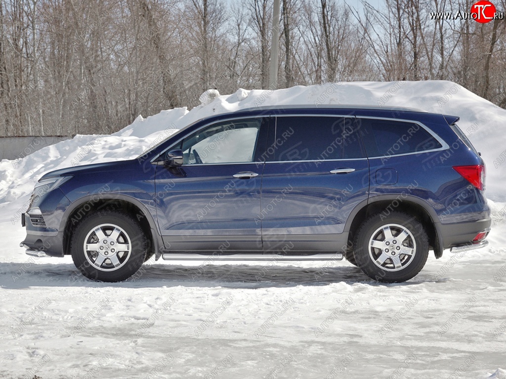 24 549 р. Пороги труба d76 с накладкой SLITKOFF (вариант №3)  Honda Pilot  YF6 (2016-2019) дорестайлинг  с доставкой в г. Королёв