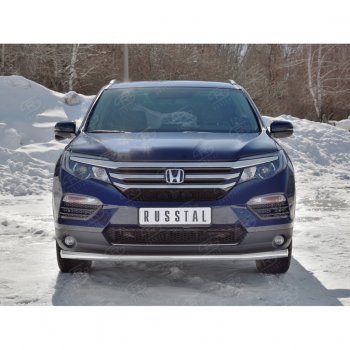 21 649 р. Защита переднего бампера (Ø63 мм, нержавейка) SLITKOFF  Honda Pilot  YF6 (2016-2019) дорестайлинг  с доставкой в г. Королёв. Увеличить фотографию 3