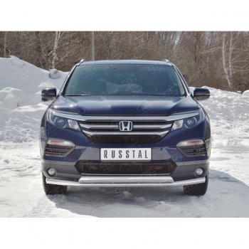 23 699 р. Защита переднего бампера (2 трубы Ø63 и 75х42 мм, нержавейка) Russtal Honda Pilot YF6 дорестайлинг (2016-2019)  с доставкой в г. Королёв. Увеличить фотографию 4