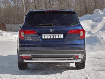 21 699 р. Защита заднего бампера (2 трубы Ø63 и 42 мм, нержавейка) SLITKOFF Honda Pilot YF6 дорестайлинг (2016-2019)  с доставкой в г. Королёв. Увеличить фотографию 4