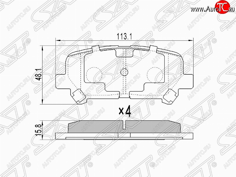 1 199 р. Комплект задних тормозных колодок SAT Honda Pilot YF4 рестайлинг (2011-2015)  с доставкой в г. Королёв