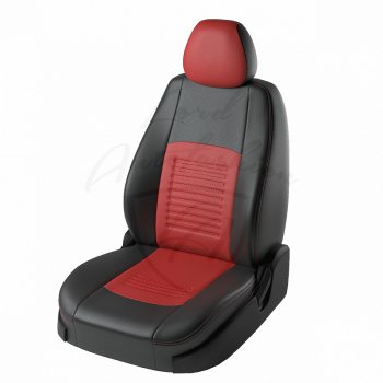 9 449 р. Чехлы для сидений Lord Autofashion Турин (экокожа) Hyundai Accent седан ТагАЗ (2001-2012) (Чёрный, вставка красная)  с доставкой в г. Королёв. Увеличить фотографию 1