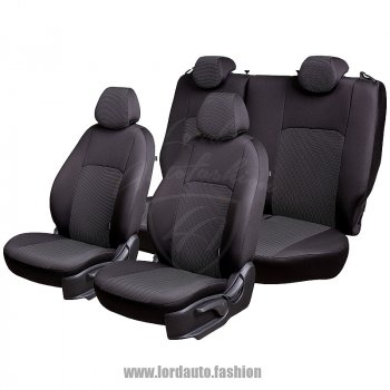 4 249 р. Чехлы для сидений Lord Autofashion Дублин (жаккард) Hyundai Accent седан ТагАЗ (2001-2012) (Черный, вставка Ёж Белый)  с доставкой в г. Королёв. Увеличить фотографию 2