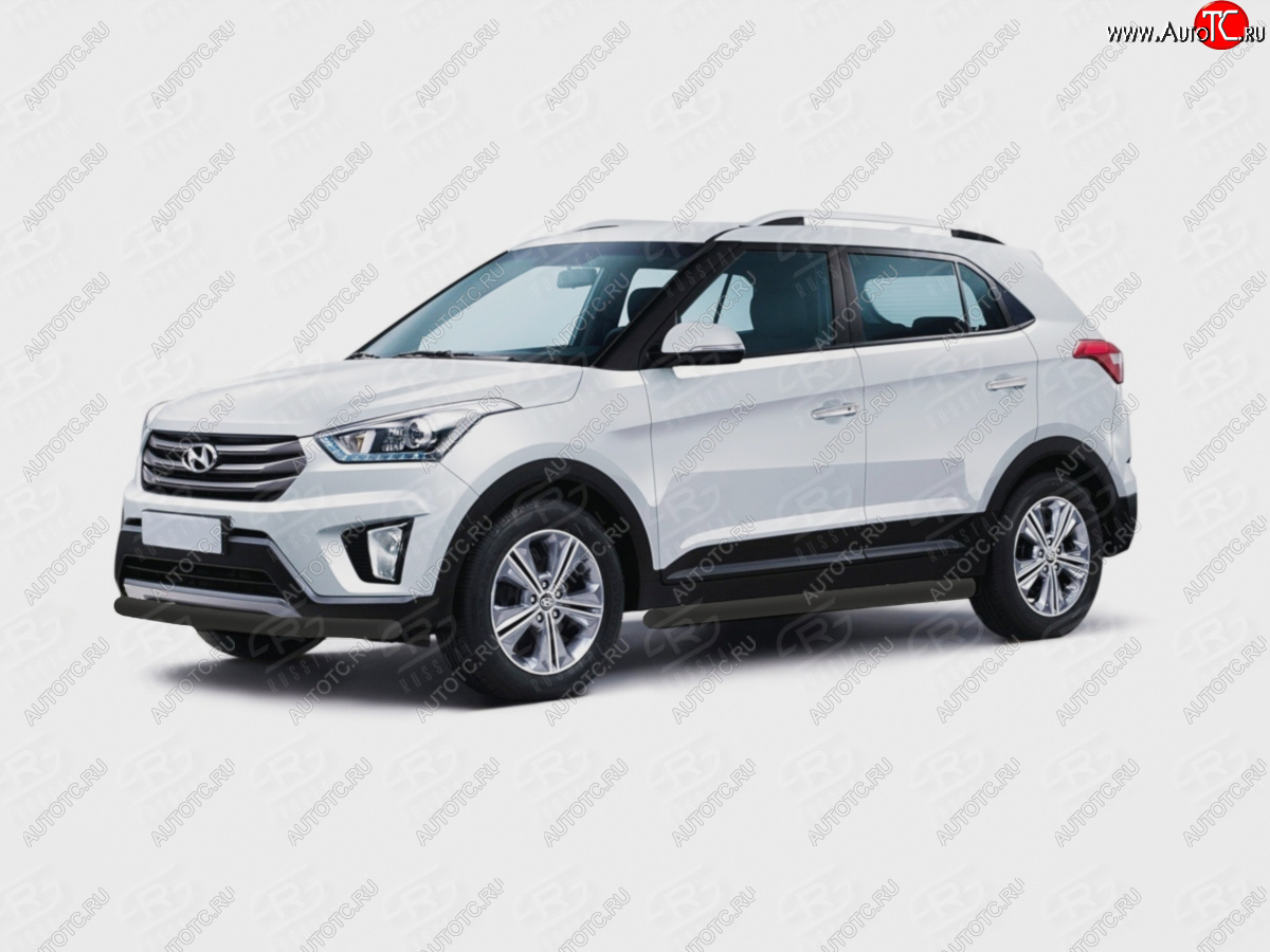 10 999 р. Защита переднего бампера (Ø63 мм, окрашенная) SLITKOFF Hyundai Creta GS рестайлинг (2019-2021) (цвет черный муар)  с доставкой в г. Королёв