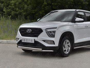 16 749 р. Защита переднего бампера (2 трубы Ø42 мм, нержавейка) SLITKOFF Hyundai Creta SU (2020-2022)  с доставкой в г. Королёв. Увеличить фотографию 2