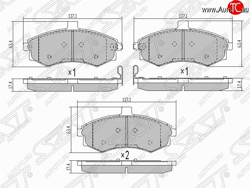 1 059 р. Колодки тормозные SAT (передние) Hyundai Elantra XD седан дорестайлинг (2000-2003)  с доставкой в г. Королёв