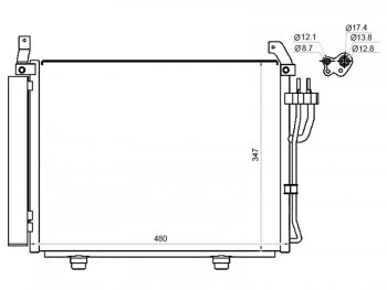 Радиатор кондиционера SAT Hyundai (Хюндаи) i10 (и10)  PA (2007-2013) PA дорестайлинг, рестайлинг