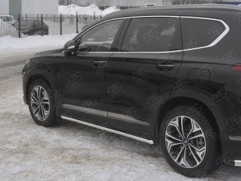 Защита порогов из трубы d42 SLITKOFF Hyundai (Хюндаи) Santa Fe (Санта)  TM (2018-2022) TM дорестайлинг, рестайлинг ()