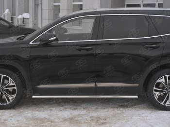 18 999 р. Защита порогов из трубы d42 SLITKOFF  Hyundai Santa Fe  TM (2018-2022) дорестайлинг, рестайлинг (Вариант 1 (со скосами на торцах))  с доставкой в г. Королёв. Увеличить фотографию 3