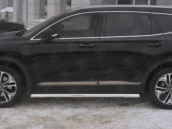 23 949 р. Пороги из трубы d63 SLITKOFF Hyundai Santa Fe TM дорестайлинг (2018-2021) (Вариант 1 (со скосами на торцах))  с доставкой в г. Королёв. Увеличить фотографию 3