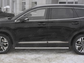 20 999 р. Пороги из труб 75х42 с проступью Russtal Hyundai Santa Fe TM дорестайлинг (2018-2021)  с доставкой в г. Королёв. Увеличить фотографию 3