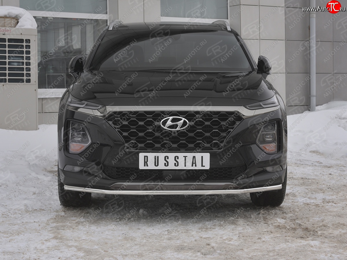 16 999 р. Защита переднего бампера (Ø42 мм, нержавейка) SLITKOFF Hyundai Santa Fe TM дорестайлинг (2018-2021)  с доставкой в г. Королёв