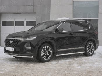 16 999 р. Защита переднего бампера (Ø42 мм, нержавейка) SLITKOFF Hyundai Santa Fe TM дорестайлинг (2018-2021)  с доставкой в г. Королёв. Увеличить фотографию 2