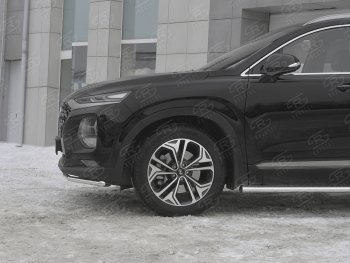 16 999 р. Защита переднего бампера (Ø42 мм, нержавейка) SLITKOFF Hyundai Santa Fe TM дорестайлинг (2018-2021)  с доставкой в г. Королёв. Увеличить фотографию 3