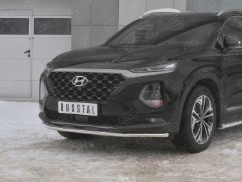 16 999 р. Защита переднего бампера (Ø42 мм, нержавейка) SLITKOFF Hyundai Santa Fe TM дорестайлинг (2018-2021)  с доставкой в г. Королёв. Увеличить фотографию 4