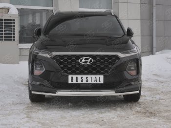 Защита переднего бампера из труб d42 SLITKOFF Hyundai Santa Fe TM дорестайлинг (2018-2021)