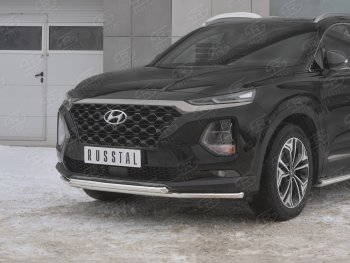 21 399 р. Защита переднего бампера из труб d42 SLITKOFF Hyundai Santa Fe TM дорестайлинг (2018-2021)  с доставкой в г. Королёв. Увеличить фотографию 3