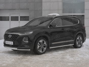 21 399 р. Защита переднего бампера из труб d42 SLITKOFF Hyundai Santa Fe TM дорестайлинг (2018-2021)  с доставкой в г. Королёв. Увеличить фотографию 4