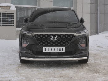 Защита переднего бампера (Ø63 мм, нержавейка) SLITKOFF Hyundai Santa Fe TM дорестайлинг (2018-2021)