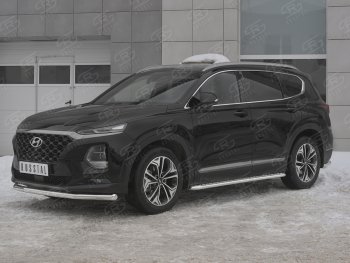 18 549 р. Защита переднего бампера (Ø63 мм, нержавейка) SLITKOFF Hyundai Santa Fe TM дорестайлинг (2018-2021)  с доставкой в г. Королёв. Увеличить фотографию 2