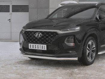 18 549 р. Защита переднего бампера (Ø63 мм, нержавейка) SLITKOFF Hyundai Santa Fe TM дорестайлинг (2018-2021)  с доставкой в г. Королёв. Увеличить фотографию 4