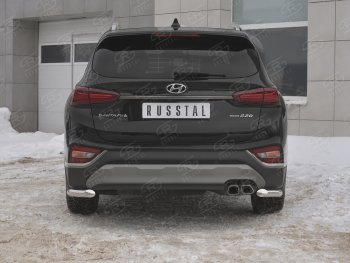 Защита заднего бампера (Ø63 мм уголки, нержавейка) SLITKOFF Hyundai (Хюндаи) Santa Fe (Санта)  TM (2018-2021) TM дорестайлинг