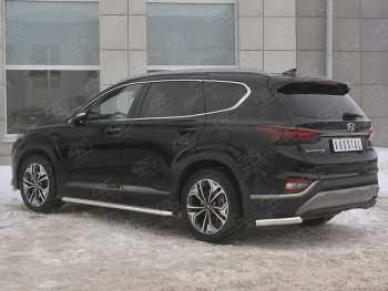 15 999 р. Защита заднего бампера (Ø63 мм уголки, нержавейка) SLITKOFF Hyundai Santa Fe TM дорестайлинг (2018-2021)  с доставкой в г. Королёв. Увеличить фотографию 2