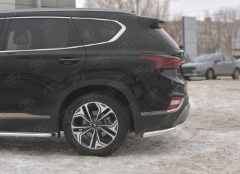 15 999 р. Защита заднего бампера (Ø63 мм уголки, нержавейка) SLITKOFF Hyundai Santa Fe TM дорестайлинг (2018-2021)  с доставкой в г. Королёв. Увеличить фотографию 3