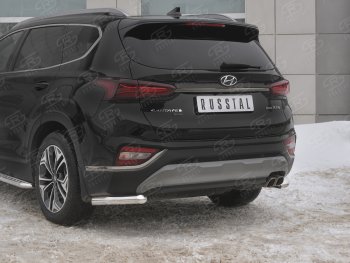 15 999 р. Защита заднего бампера (Ø63 мм уголки, нержавейка) SLITKOFF Hyundai Santa Fe TM дорестайлинг (2018-2021)  с доставкой в г. Королёв. Увеличить фотографию 4