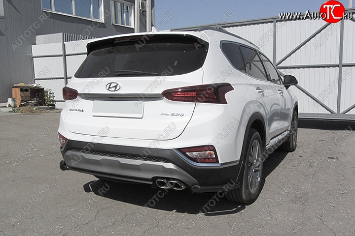 9 549 р. Защита заднего бампера Slitkoff (уголки, d57 мм) Hyundai Santa Fe TM дорестайлинг (2018-2021) (Сталь с полимерным покрытием. Цвет: чёрный)  с доставкой в г. Королёв