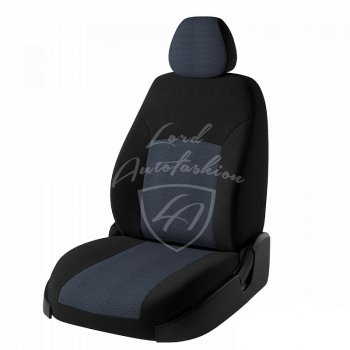 5 699 р. Чехлы для сидений Lord Autofashion Дублин (жаккард, раздельная спинка) Hyundai Solaris RBr хэтчбэк дорестайлинг (2010-2014) (Черный, вставка Ёж Синий)  с доставкой в г. Королёв. Увеличить фотографию 1