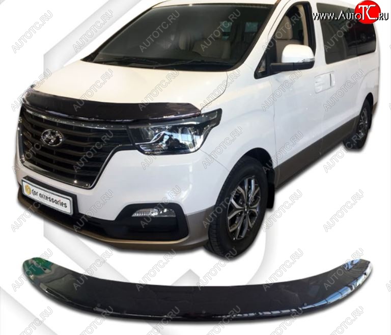 2 899 р. Дефлектор капота CA-Plastik exclusive  Hyundai Starex/Grand Starex/H1  TQ (2017-2022) 2-ой рестайлинг (Classic черный, Без надписи)  с доставкой в г. Королёв