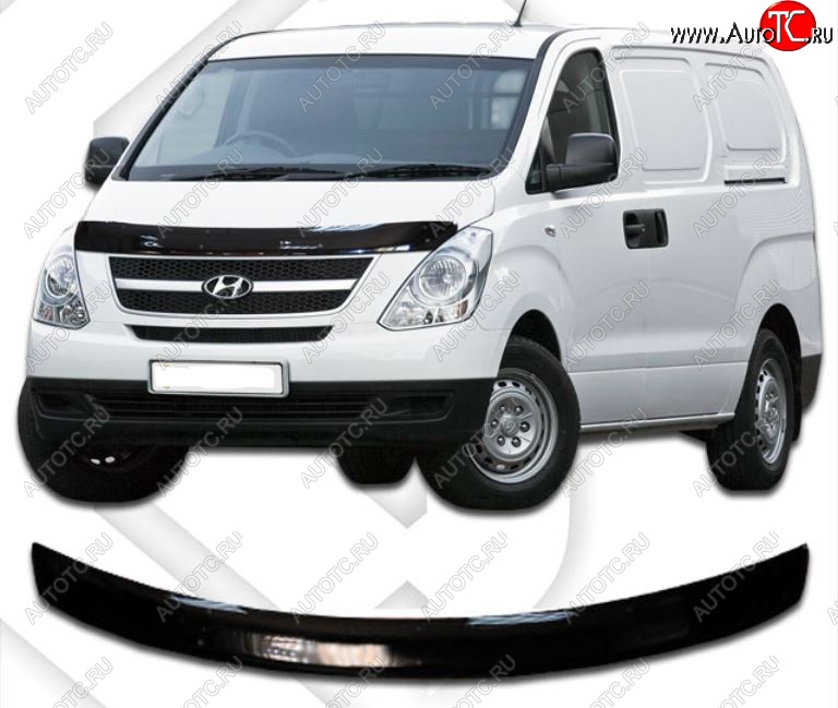 2 099 р. Дефлектор капота (кузов: kmjwwh) CA-Plastiс  Hyundai Starex/H1  A1 (2004-2007) рестайлинг (серия Classic черный, Без надписи)  с доставкой в г. Королёв