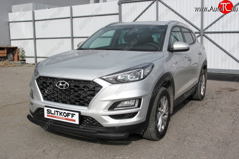 11 799 р. Защита переднего бампера Turbo Slitkoff (двойная, d57/42 мм) Hyundai Tucson TL рестайлинг (2018-2021) (Сталь с полимерным покрытием. Цвет: чёрный)  с доставкой в г. Королёв