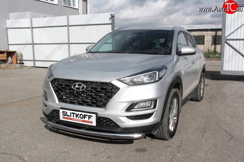 15 999 р. Защита переднего бампера Turbo Slitkoff (d57 мм)  Hyundai Tucson  TL (2018-2021) рестайлинг (Нержавейка, Полированная)  с доставкой в г. Королёв