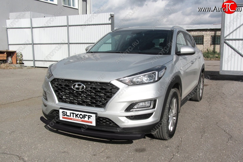 11 199 р. Защита переднего бампера Turbo Slitkoff (d57 мм)  Hyundai Tucson  TL (2018-2021) рестайлинг (Сталь с полимерным покрытием. Цвет: чёрный)  с доставкой в г. Королёв