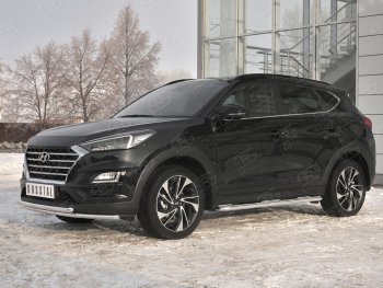 18 999 р. Защита переднего бампера (2 трубы Ø42 мм, нержавейка) SLITKOFF Hyundai Tucson TL рестайлинг (2018-2021)  с доставкой в г. Королёв. Увеличить фотографию 3