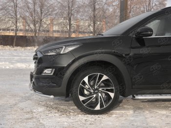 18 999 р. Защита переднего бампера (2 трубы Ø42 мм, нержавейка) SLITKOFF Hyundai Tucson TL рестайлинг (2018-2021)  с доставкой в г. Королёв. Увеличить фотографию 4