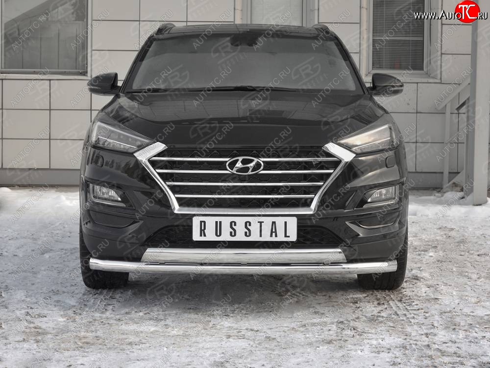 22 949 р. Защита переднего бампера (2 трубы Ø63 и 75х42 мм, нержавейка) Russtal Hyundai Tucson TL рестайлинг (2018-2021)  с доставкой в г. Королёв