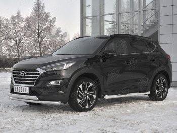 22 949 р. Защита переднего бампера (2 трубы Ø63 и 75х42 мм, нержавейка) Russtal Hyundai Tucson TL рестайлинг (2018-2021)  с доставкой в г. Королёв. Увеличить фотографию 2