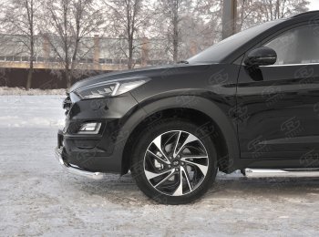 22 949 р. Защита переднего бампера (2 трубы Ø63 и 75х42 мм, нержавейка) Russtal Hyundai Tucson TL рестайлинг (2018-2021)  с доставкой в г. Королёв. Увеличить фотографию 3