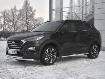 19 549 р. Защита переднего бампера (2 трубы Ø63 и 42 мм, нержавейка) SLITKOFF Hyundai Tucson TL рестайлинг (2018-2021)  с доставкой в г. Королёв. Увеличить фотографию 2