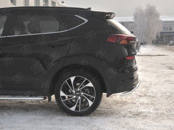 16 499 р. Защита заднего бампера (Ø42 мм волна, нержавейка) SLITKOFF Hyundai Tucson TL рестайлинг (2018-2021)  с доставкой в г. Королёв. Увеличить фотографию 2