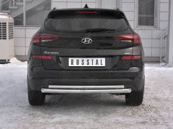 Защита заднего бампера (Ø63/42 мм, нержавейка) SLITKOFF Hyundai Tucson TL рестайлинг (2018-2021)