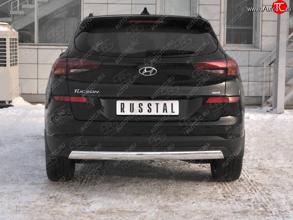 14 999 р. Защита заднего бампера (Ø75x42 мм, нержавейка) Russtal Hyundai Tucson TL рестайлинг (2018-2021)  с доставкой в г. Королёв