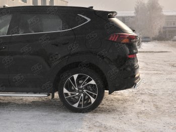 14 999 р. Защита заднего бампера (Ø75x42 мм, нержавейка) Russtal Hyundai Tucson TL рестайлинг (2018-2021)  с доставкой в г. Королёв. Увеличить фотографию 3