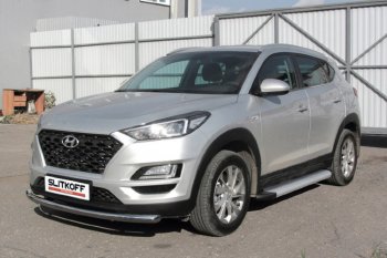 14 999 р. Пороги алюминиевые Slitkoff  Hyundai Tucson  TL (2018-2021) рестайлинг (Optima Silver)  с доставкой в г. Королёв. Увеличить фотографию 2