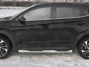 Защита порогов (Ø76 мм с проступью, нержавейка) SLITKOFF Hyundai (Хюндаи) Tucson (Туссон)  TL (2018-2021) TL рестайлинг