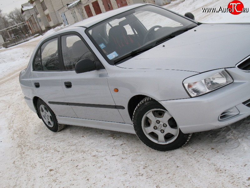 1 299 р. Реснички Classic-Style на фары Hyundai Accent седан ТагАЗ (2001-2012) (Неокрашенные)  с доставкой в г. Королёв